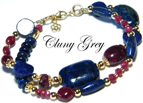 red ruby bracelet with lapis lazuli and gold