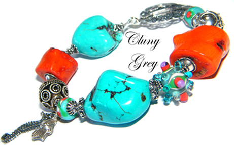 turquoise and coral bracelet