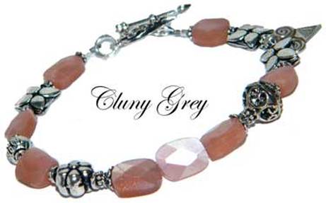 peach moonstone bracelet and sterling silver