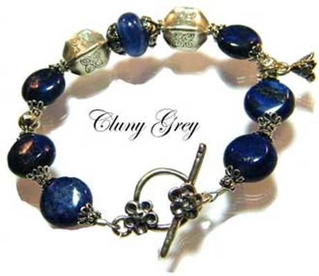 lapis lazuli bracelet with sterling silver accents