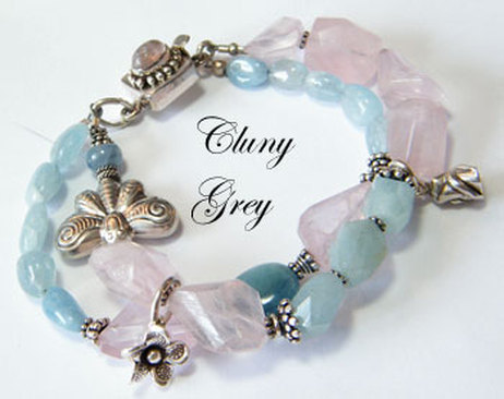 aquamarine bracelet with rose quartz