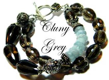 genuine aquamarines enhance this smoky quartz bracelet