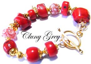 real red coral bracelet with gold