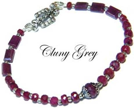 red ruby bracelet with sterling silver toggle clasp