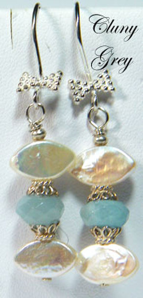 genuine aquamarine earrings with pearls