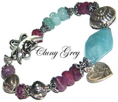 genuine ruby bracelet with aquamarines and sterling silver
