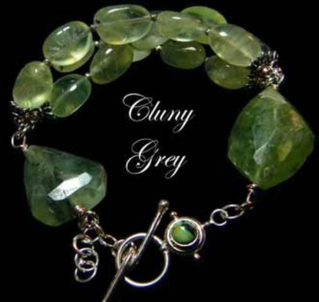 prehnite green gemstone bracelet with sterling silver