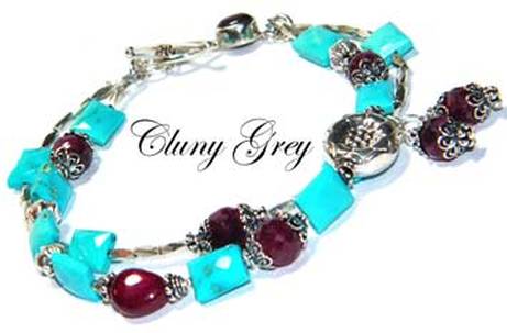 genuine ruby bracelet with turquoise and sterling silver