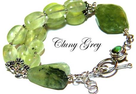 green gemstone bracelet with sterling silver