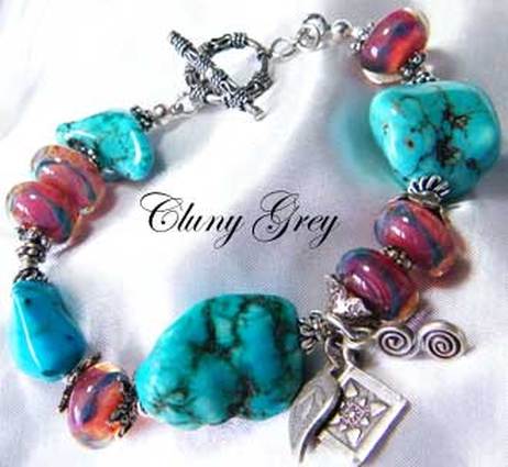 Navajo Silver Coral Turquoise Bracelet  NativeIndianMadecom