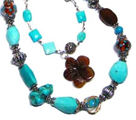 turquoise statement necklace with silver