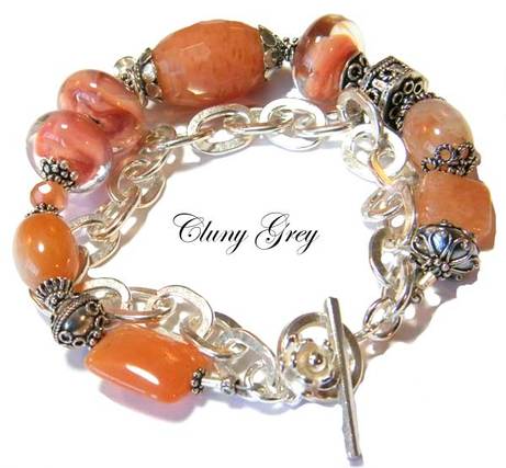 handmade gemstone bracelet with peach aventurine