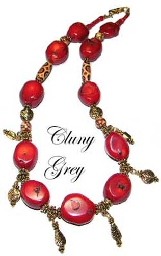 real red coral necklace with vermeil and wooden beads