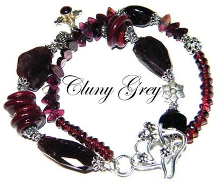 garnet gemstone bracelet with garnet charms