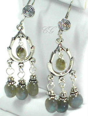 Teardrop shape chandelier earrings with labradorite.