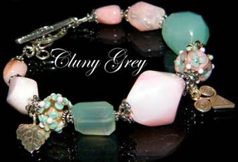 pink opal bracelet with chalcedony and sterling silver