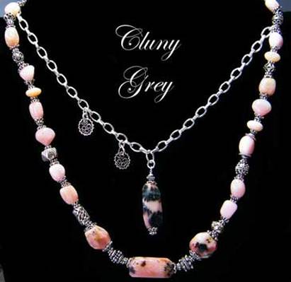 peruvian pink opal necklace with sterling silver chain