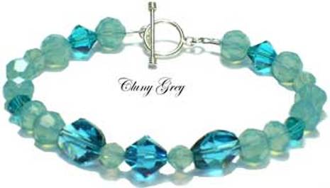 handmade swarovski bracelet with Pacific opal crystals and sterling silver
