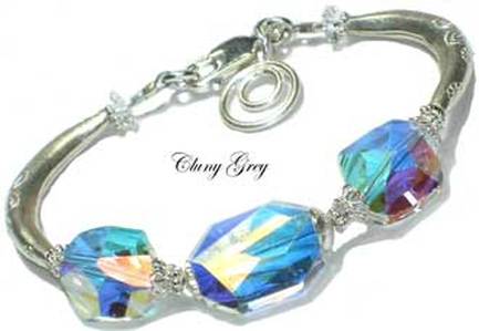 handmade Swarovski bracelet with bangles and large clear crystals