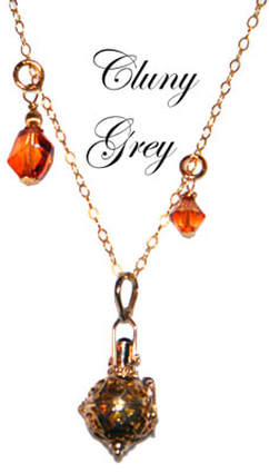 Bezel-set gemstone and Swarovski crystals necklace with gold.