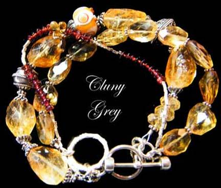 Citrine Bracelet with garnets and sterling silver