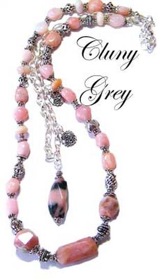 peruvian pink opal necklace with sterling silver