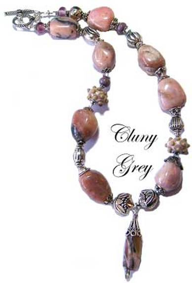 peruvian pink opal necklace with sterling silver