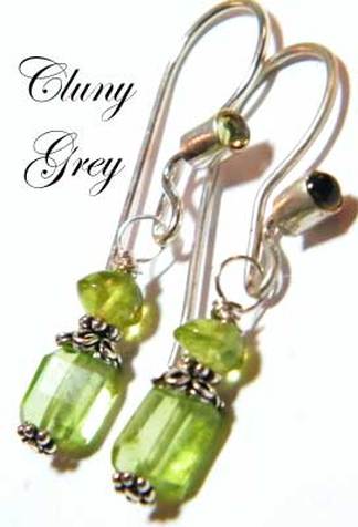 Peridot earrings with sterling silver and sharply faceted nuggets.