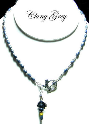 Sapphire necklace and sterling silver.