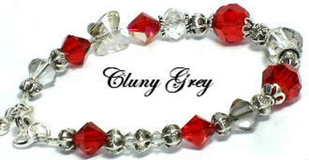 handmade swarovski bracelet with red crystals and sterling silver
